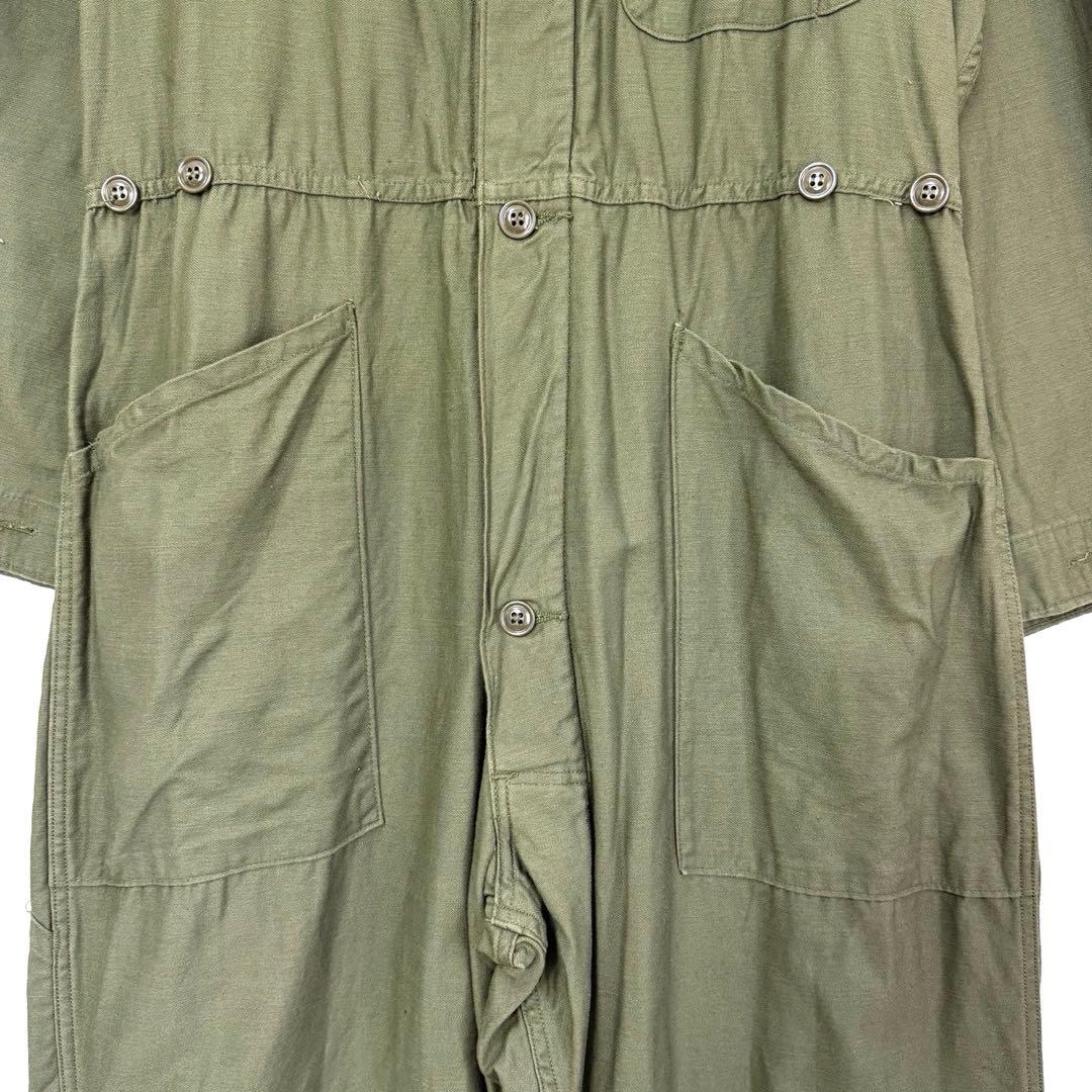 80s 米軍 コットンサテン ジャンプスーツ カバーオール つなぎ S38