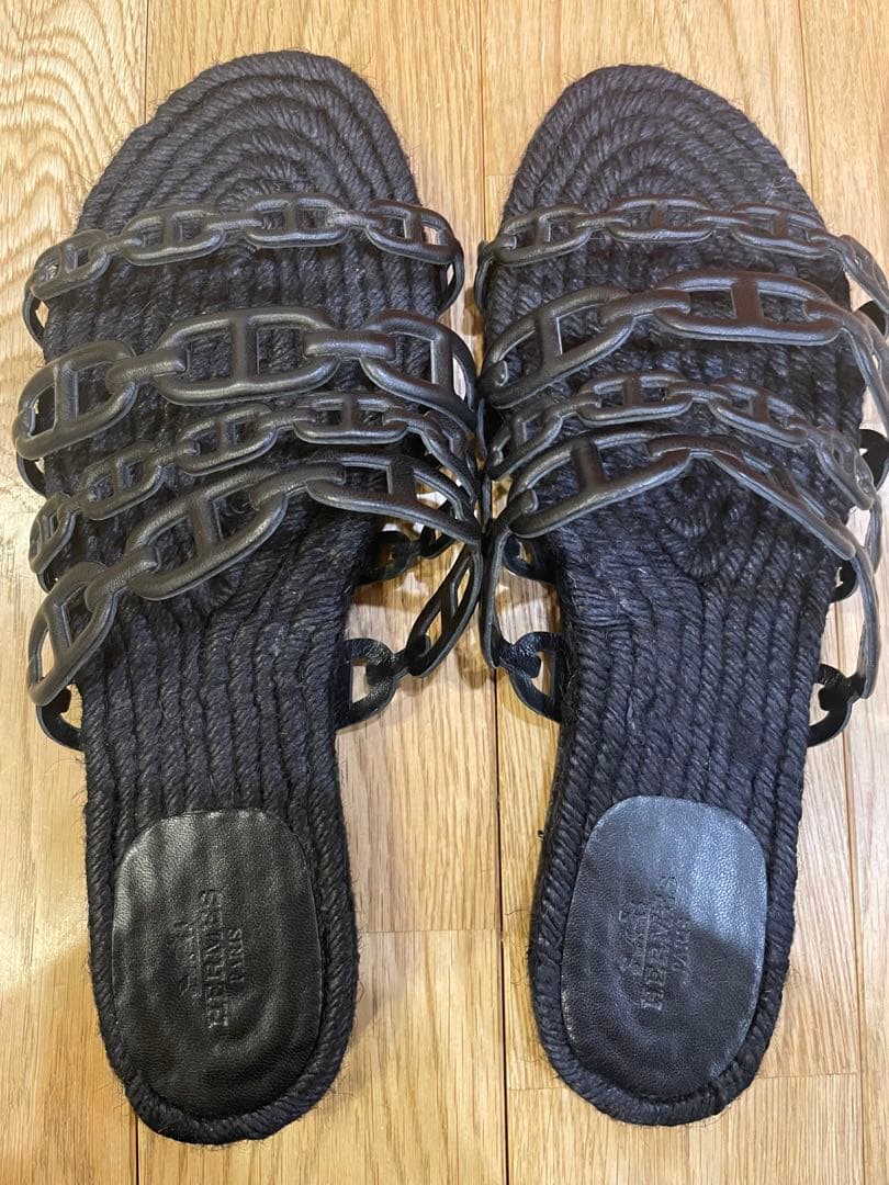 あーちゃん　エルメス アンコーヌ エスパドリーユ サンダル 38