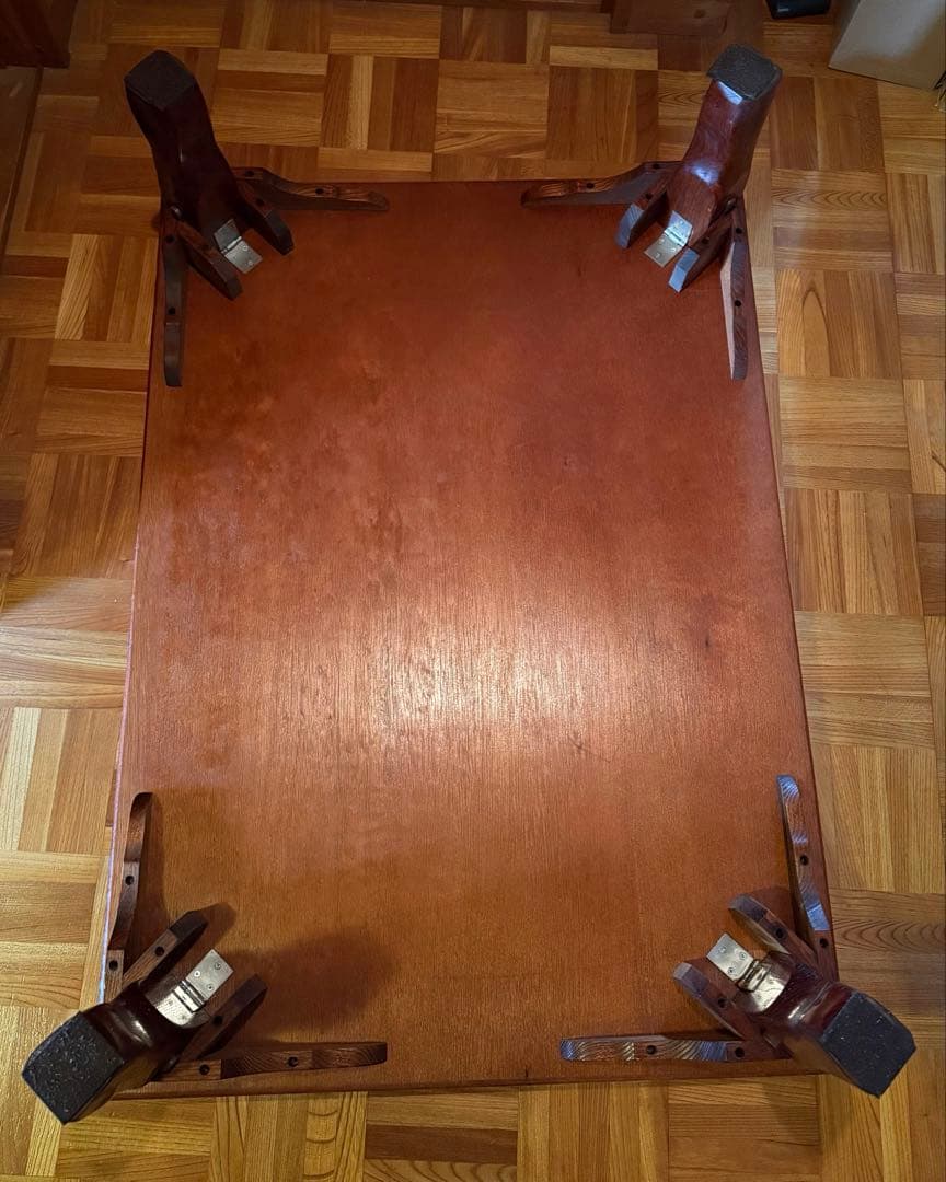 木製　折りたたみ　和机　ローテーブル　昭和レトロ 木彫　座卓　 古家具