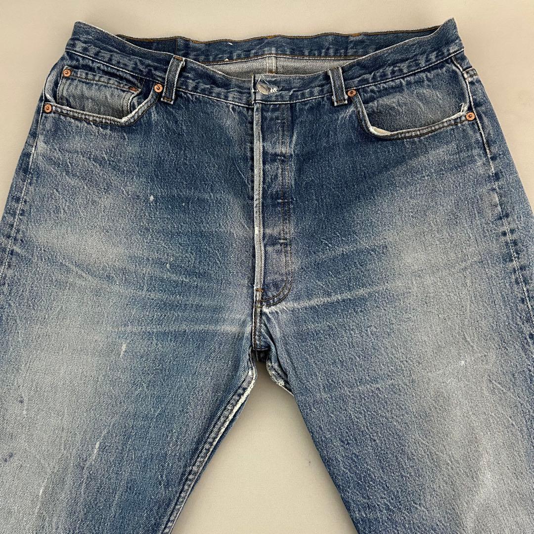 80s USA製 Levi’s 501 脇割 W40 要リペア ナイロンフット