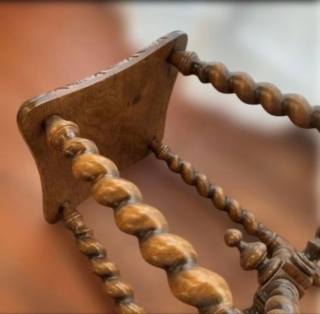 お値下げ‼️美品！英国製アンティーク　スツール 椅子　お洒落　オーク無垢材 木製