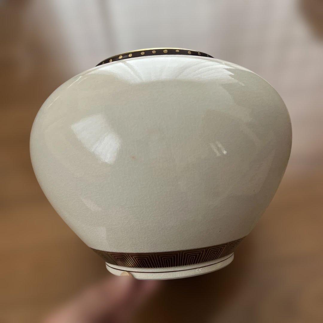 九谷焼花器/穂光/百人一首【美品】金色装飾