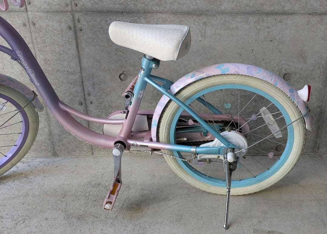メゾピアノ 子供用自転車 18 パープルと水色と白とピンク