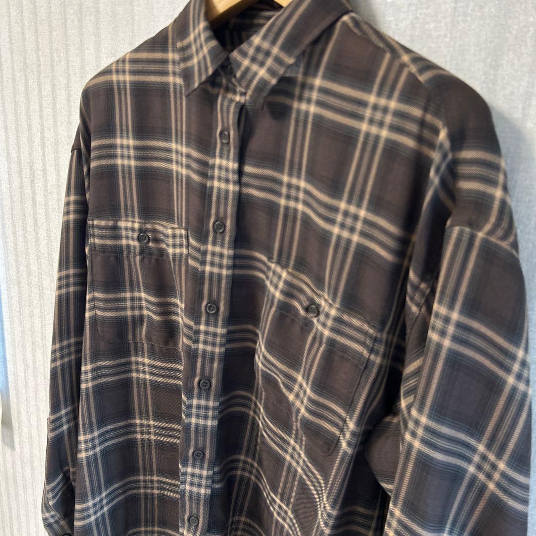 【未使用】値下げ可　SLOBE IENA ビエラチェックルーズシャツ　ブラウン