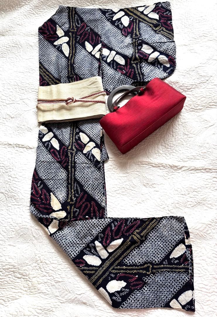 粋な大人の浴衣◆有松絞り 笹竹文