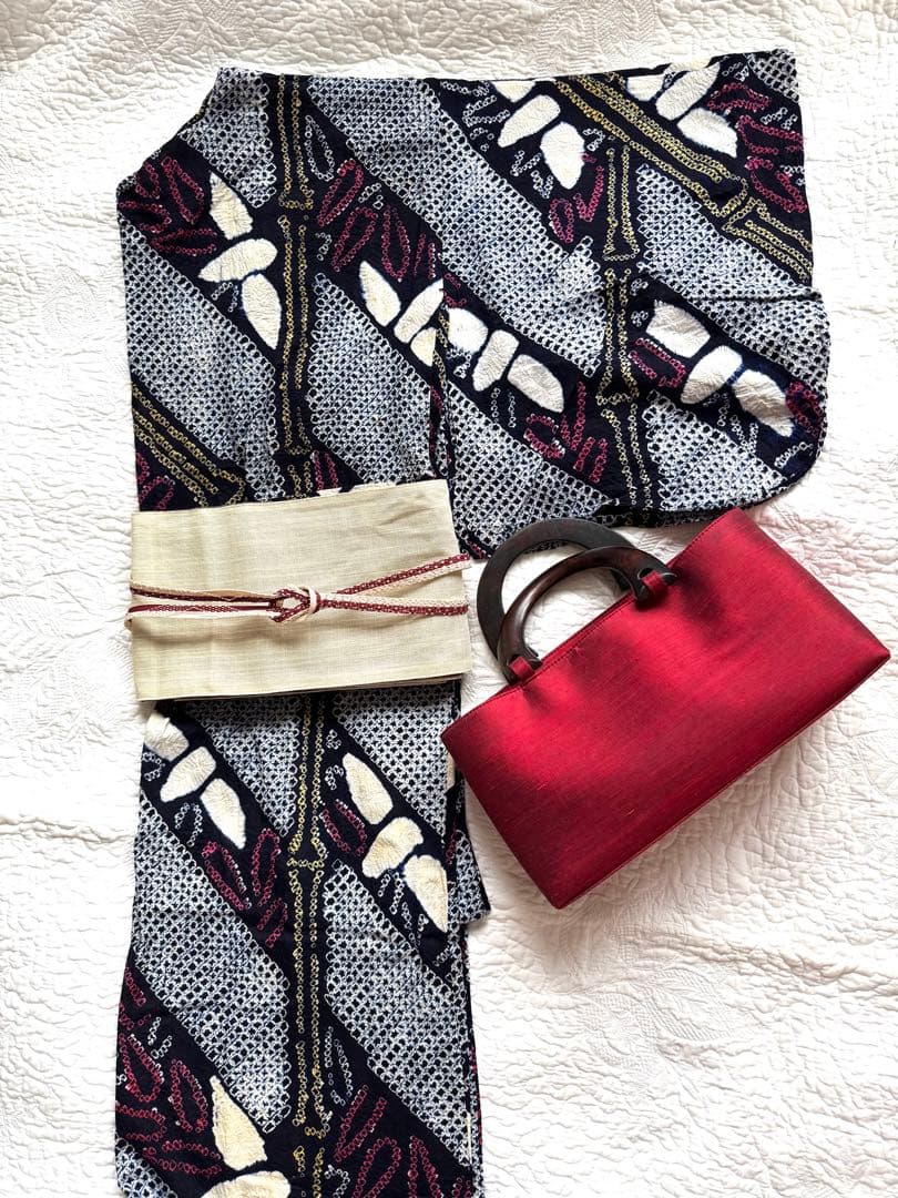 粋な大人の浴衣◆有松絞り 笹竹文