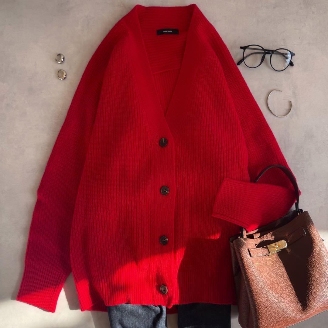 美品▲ジャーナルスタンダード ニット カーディガン ウール レッド 赤