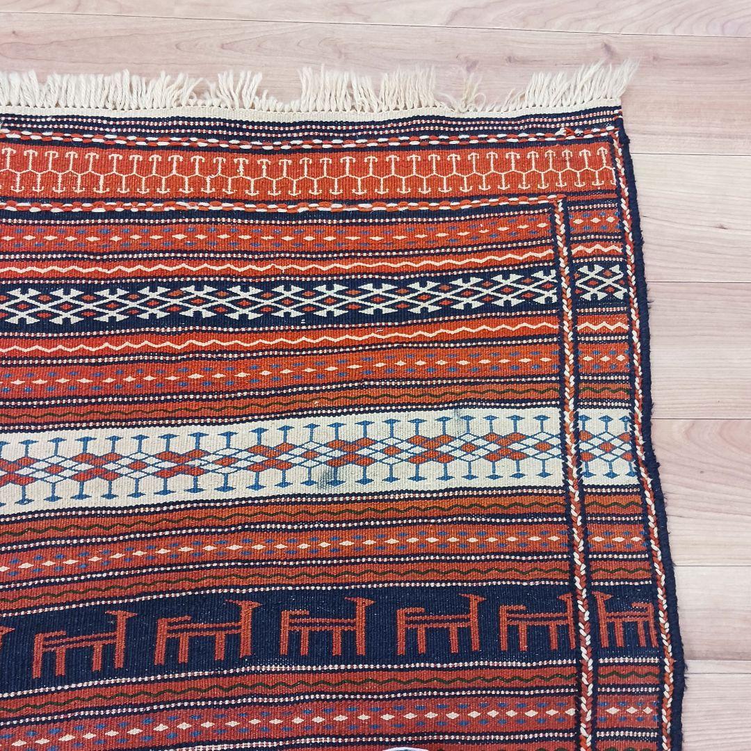 Y3239 イラン セムナン キリム 手織り ウール カーペット 大判