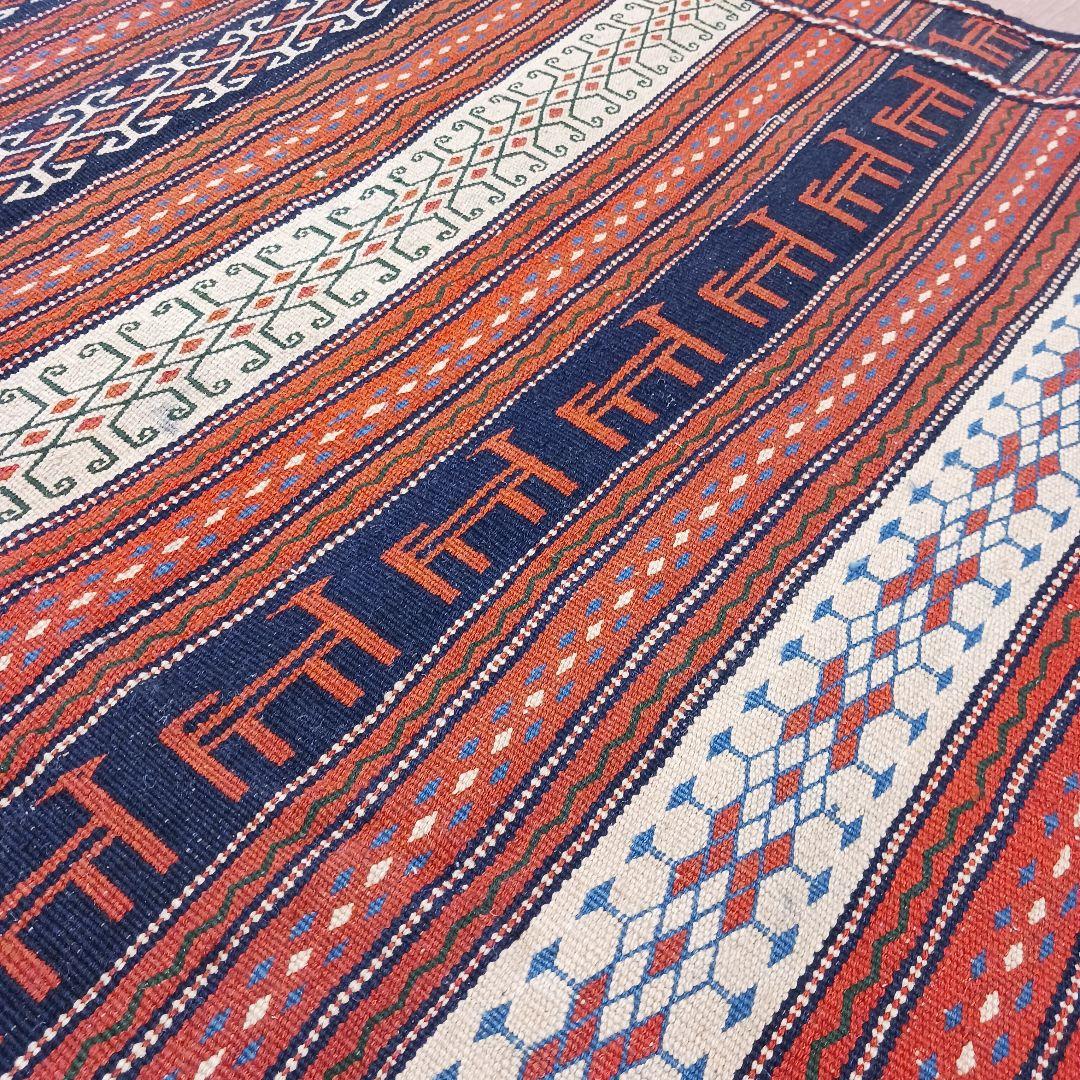 Y3239 イラン セムナン キリム 手織り ウール カーペット 大判