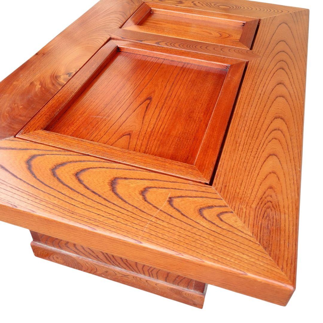 囲炉裏テーブル 関西長火鉢 銅張り 古民家家具 昭和レトロ 天然木材 欅 けやき