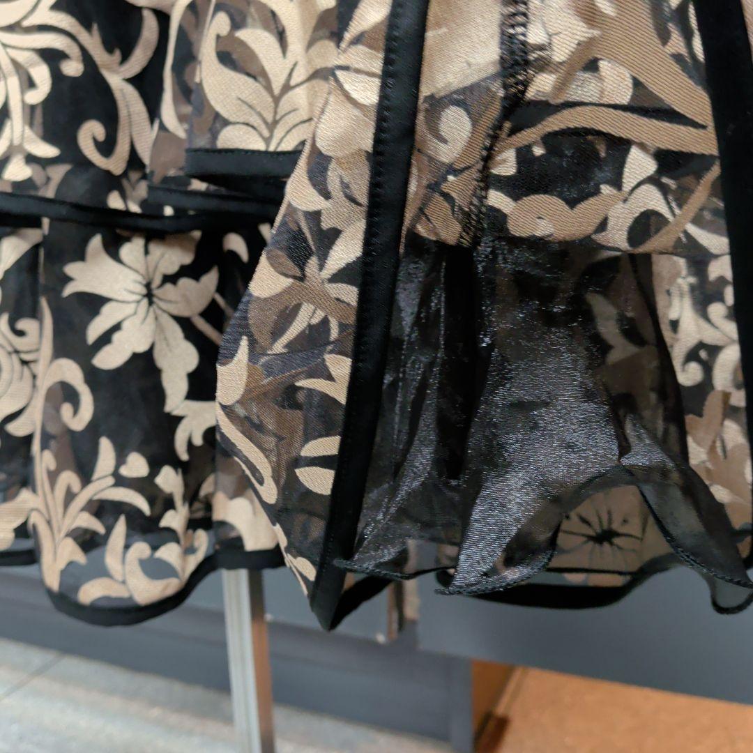 【新品】社交ダンス用ティアードフリルスカート 黒と金