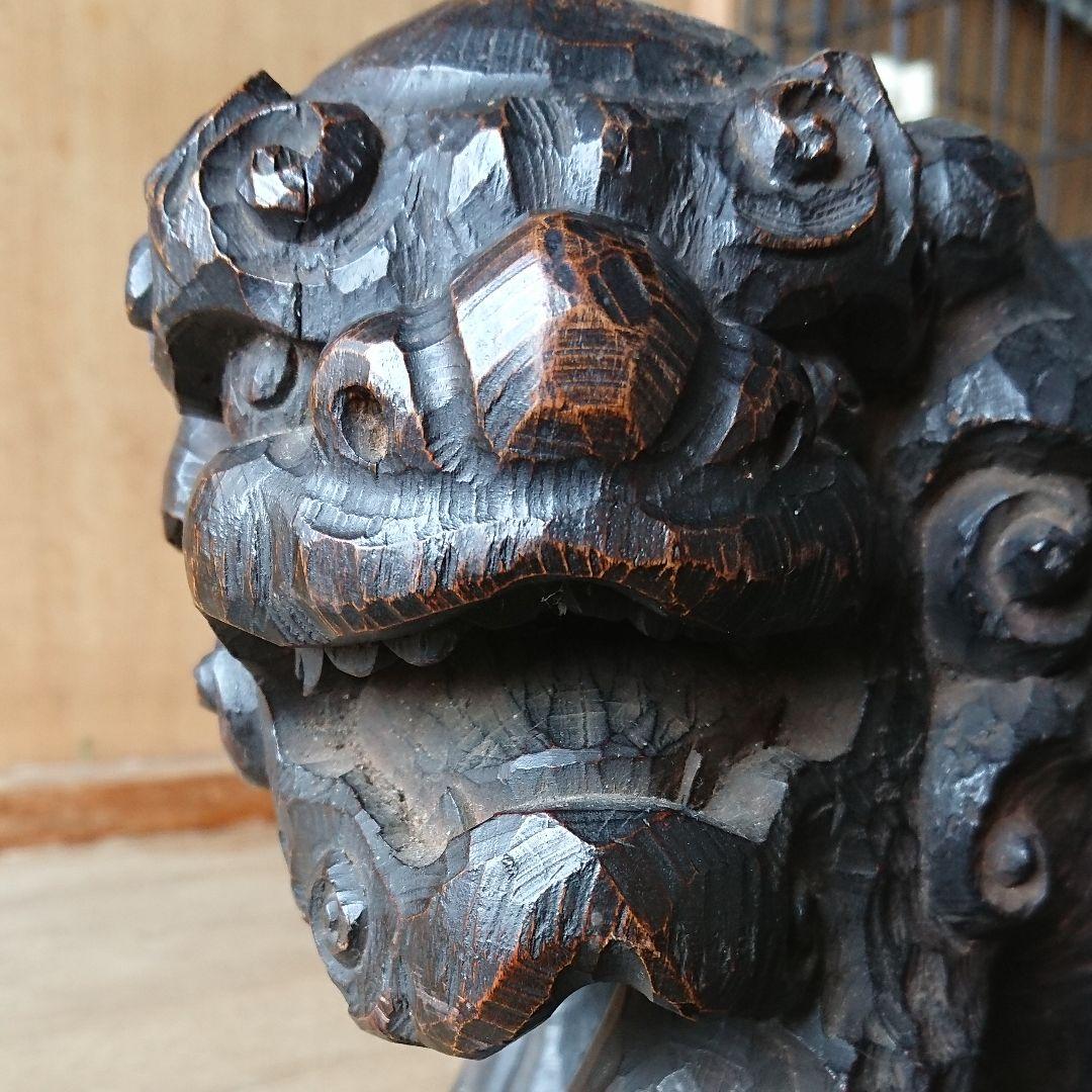 彫刻家原田蒼渓作  獅子の木彫り
