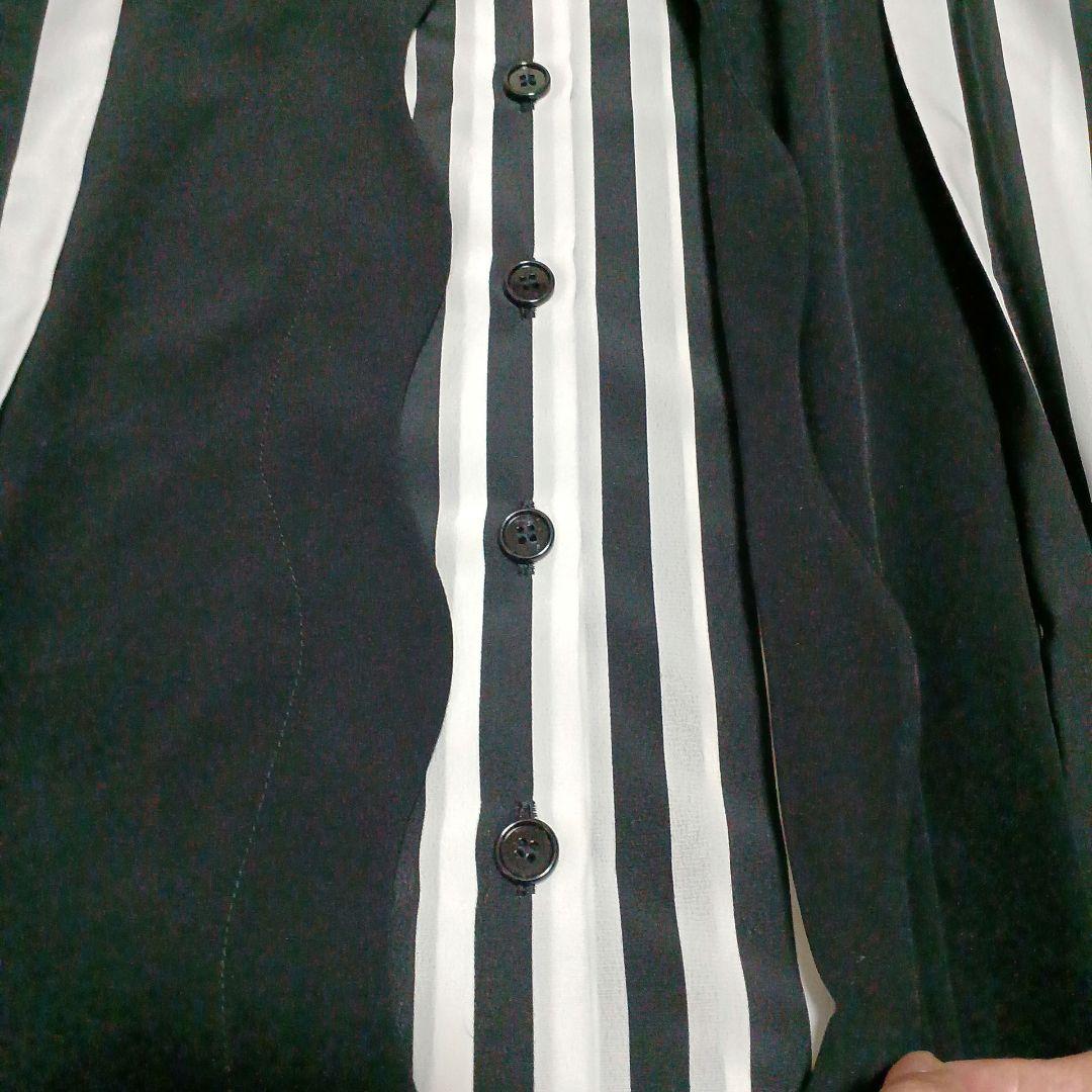 LIMI feu　リミフゥ　ストライプ　ドレスシャツ　フロントデザイン　S　黒白