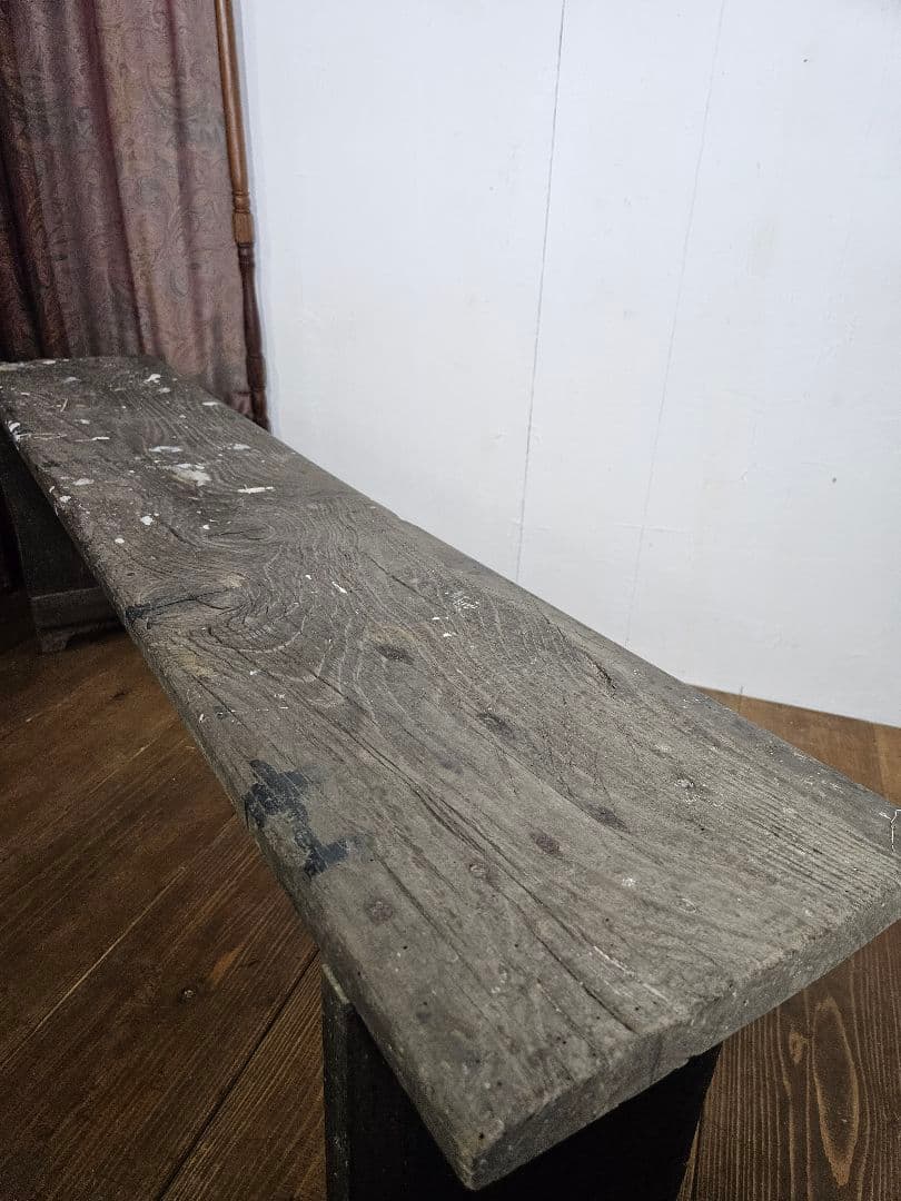 フランスアンティーク 古い木のベンチ プリミティブ チェア 長椅子 飾り台 花台