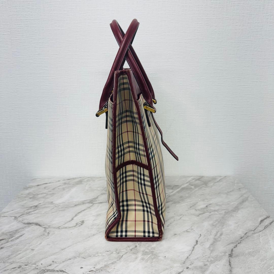 ✨BURBERRY✨バーバリー✨ボルドー✨ノバチェック✨トートバッグ✨