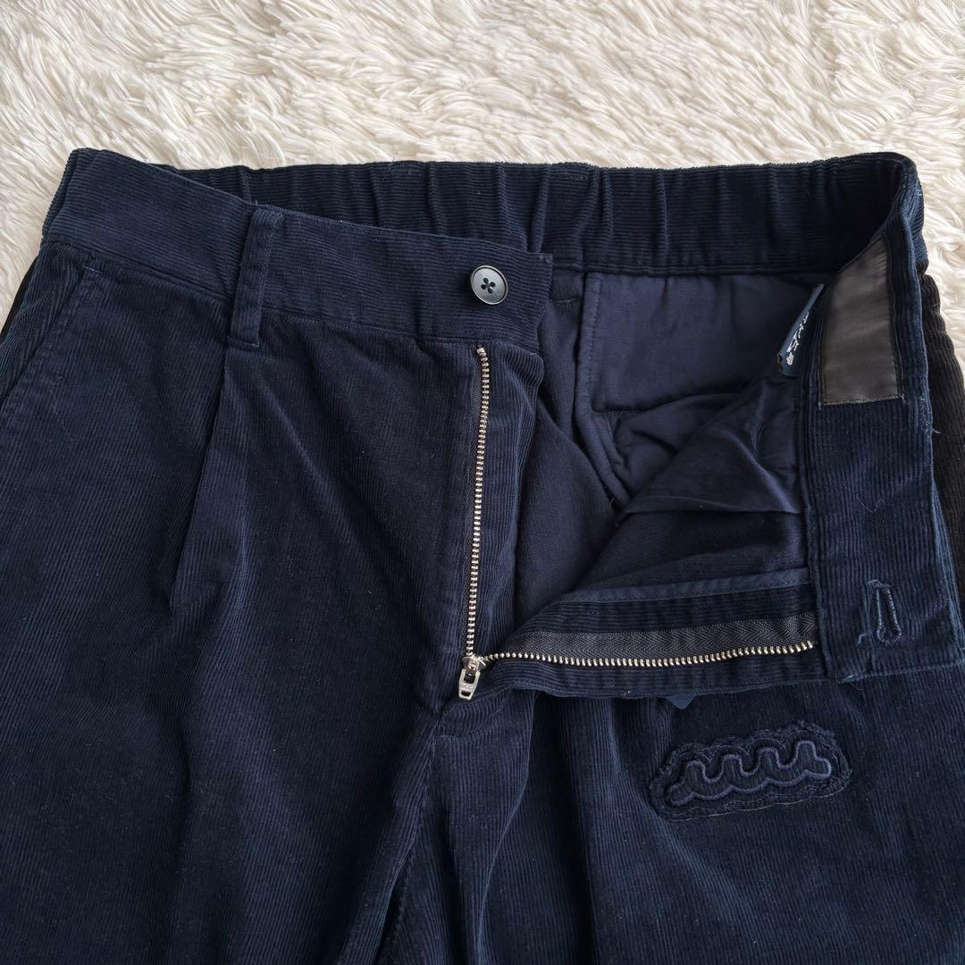 (未使用タグ付) ムータマリン コーデュロイ パンツ 3Dロゴ ネイビー 撥水