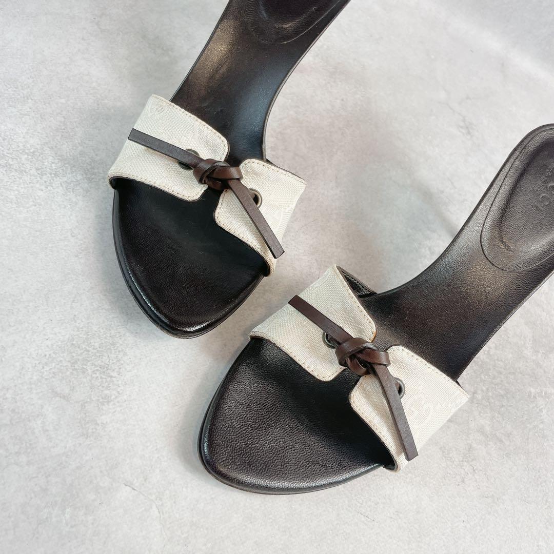 靴 Vintage Gucci Monogram Bow Mules 36 1/2