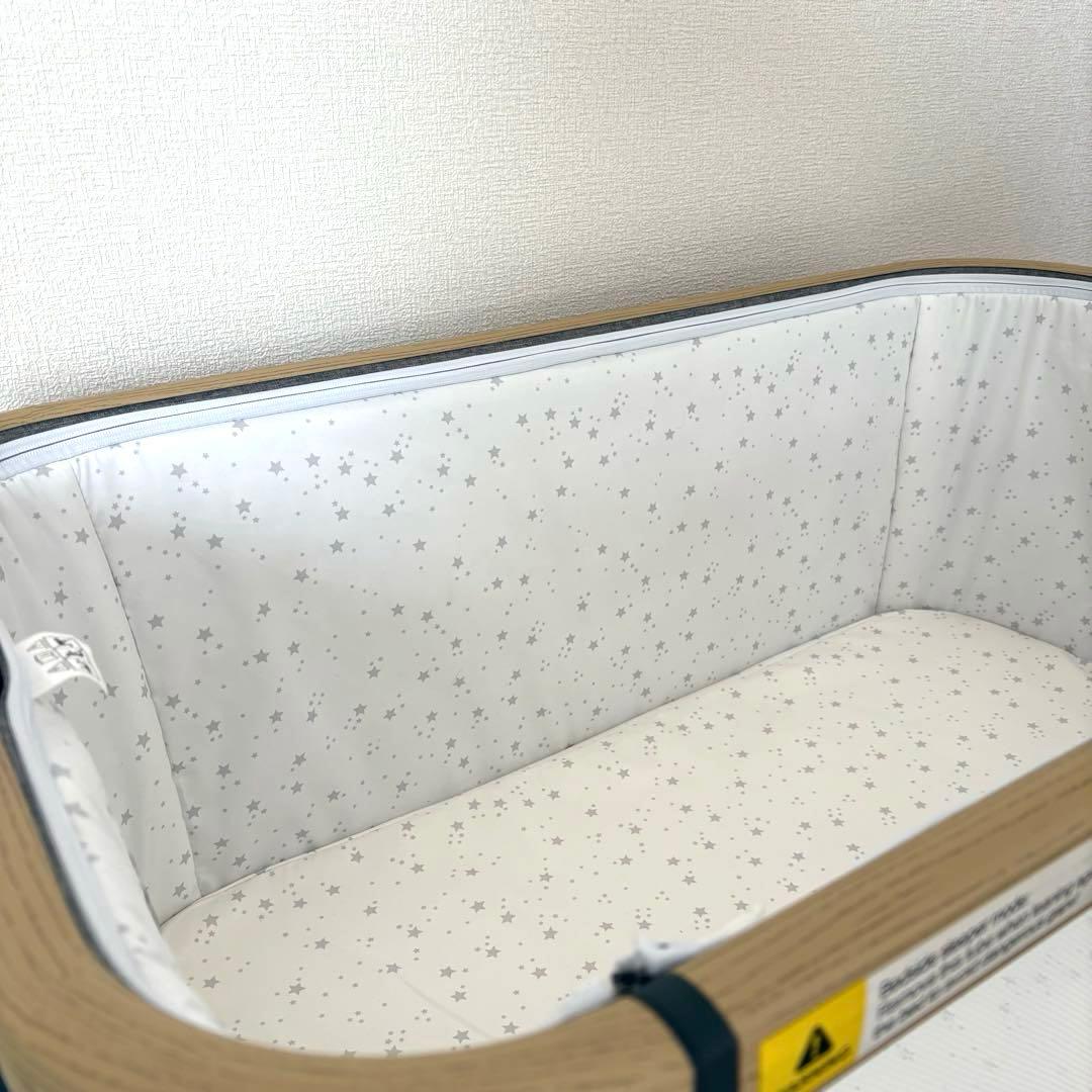 HIZDIK グレー 折り畳みベビーベッド キャスター付き