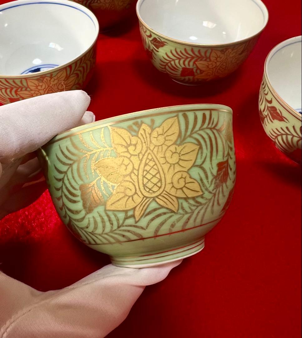 希少 金彩 清水焼 北本陶玉窯 三代暁雲【一風】作 茶碗5客 茶道具