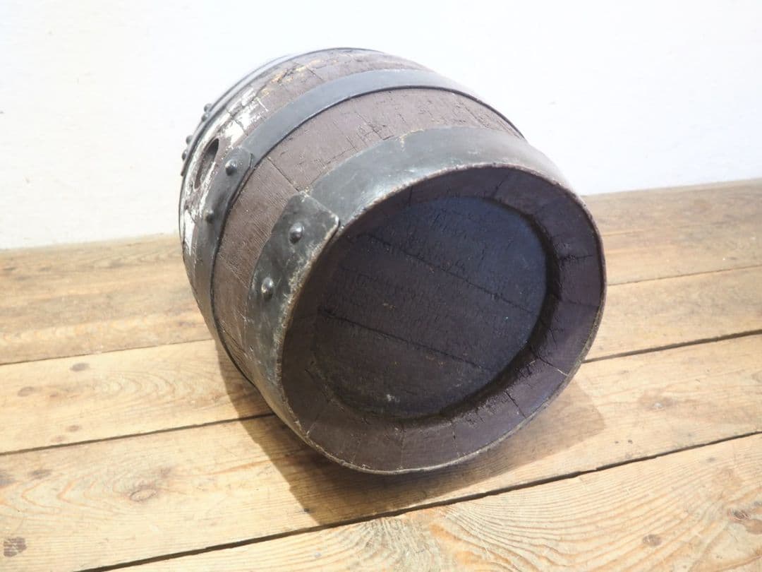 1222　ヴィンテージ　古い木樽のオブジェ　椅子　スツール　レトロ　アンティーク