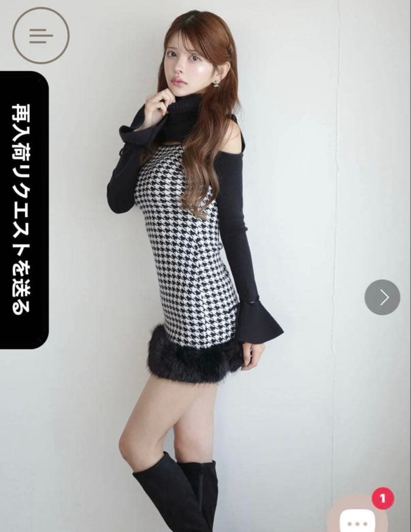 Randy 2wayハウンドトゥースファーミニワンピース