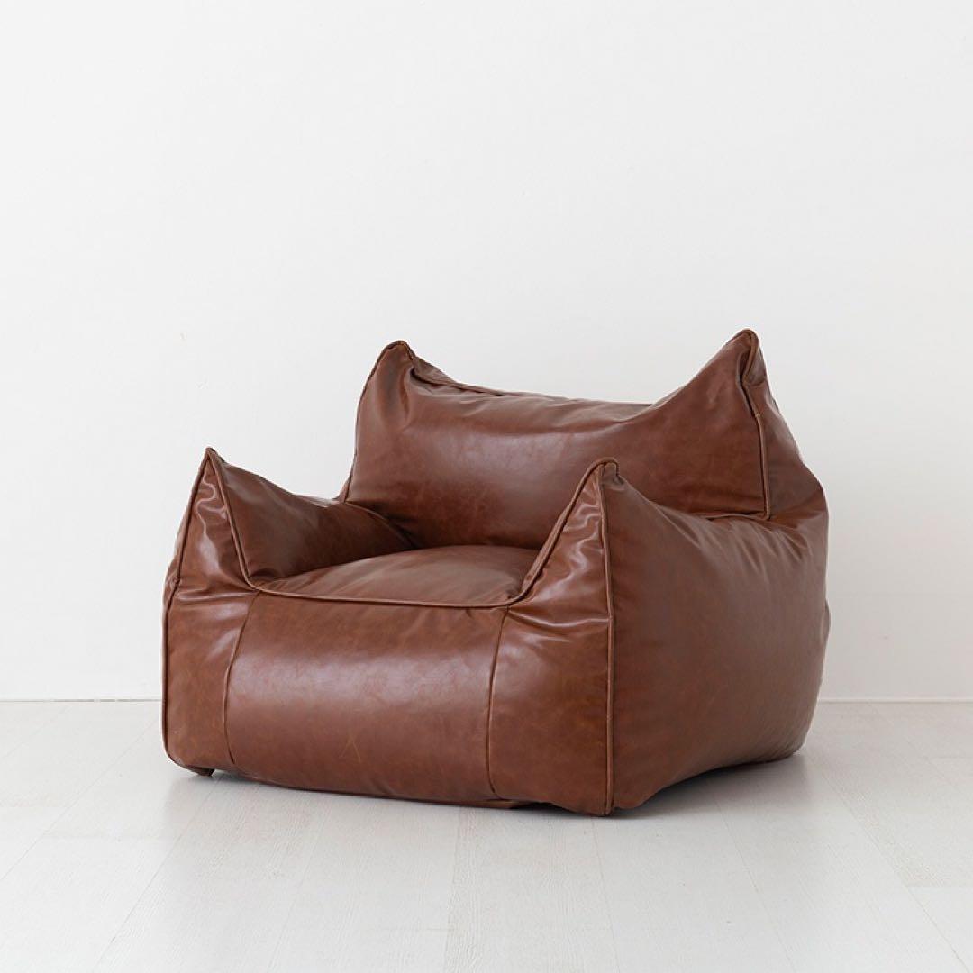 韓国ソファ　一人掛け　合皮レザー　ビーズクッション