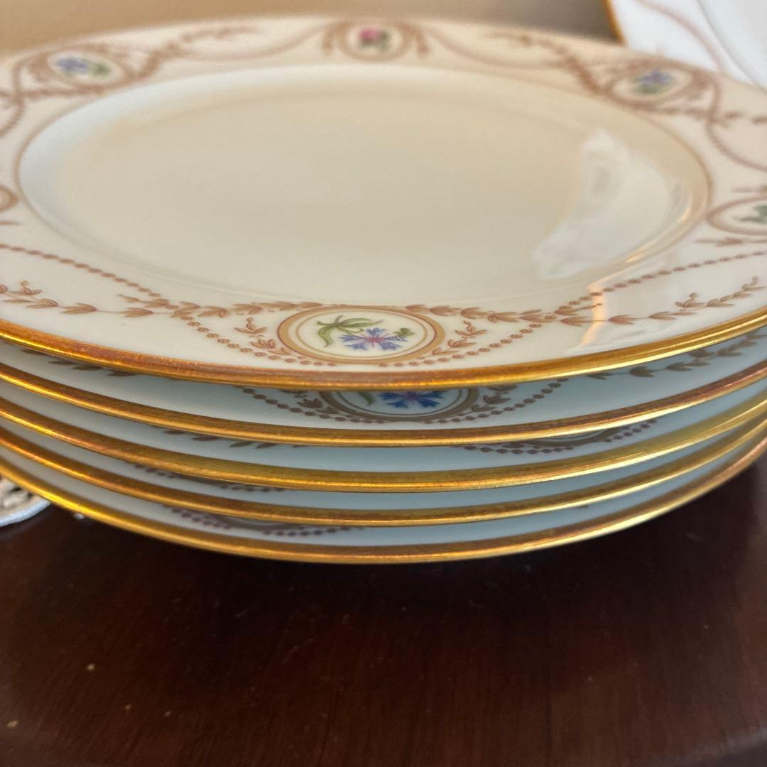 リモージュ　ジョルジュボワイエ　薔薇と矢車菊のガーランド　デザートプレート6枚組