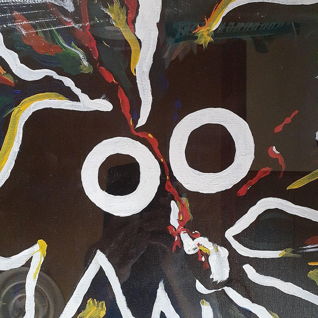 岡本太郎サインの油絵の抽象画です