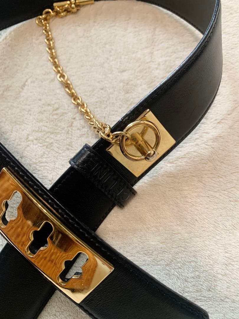 ⭐︎CELINE ヴィンテージマンテルブラックレザーベルト ゴールド金具