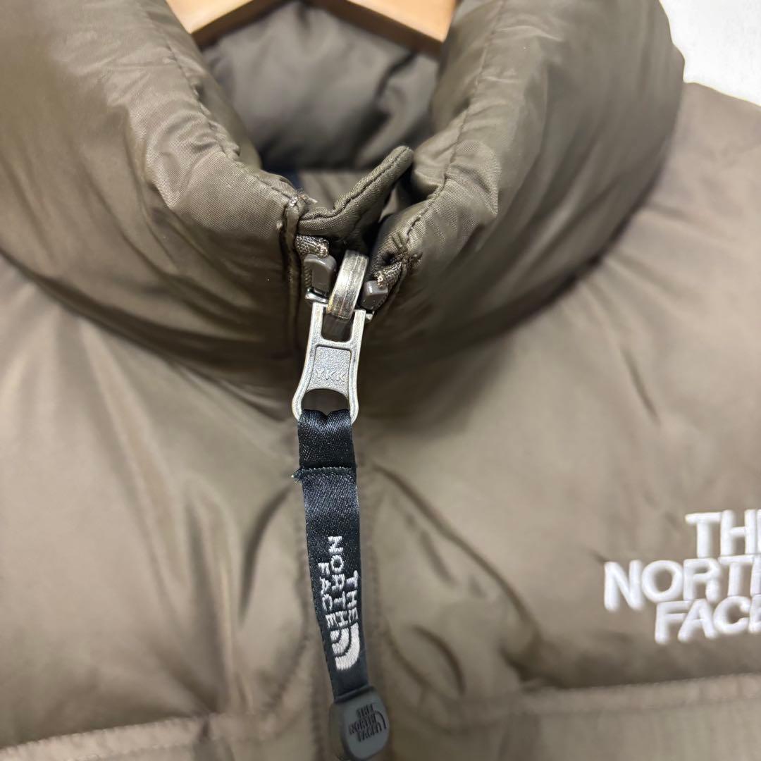 ノースフェイス　センター　ロゴ　ダウン　ベスト　カーキ　ブラウン　S