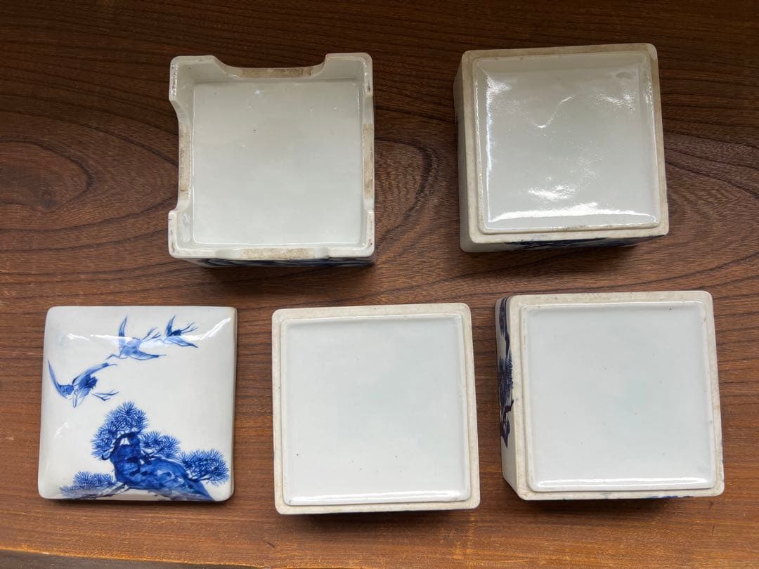 重箱　陶器　染付　インテリア置物　骨董