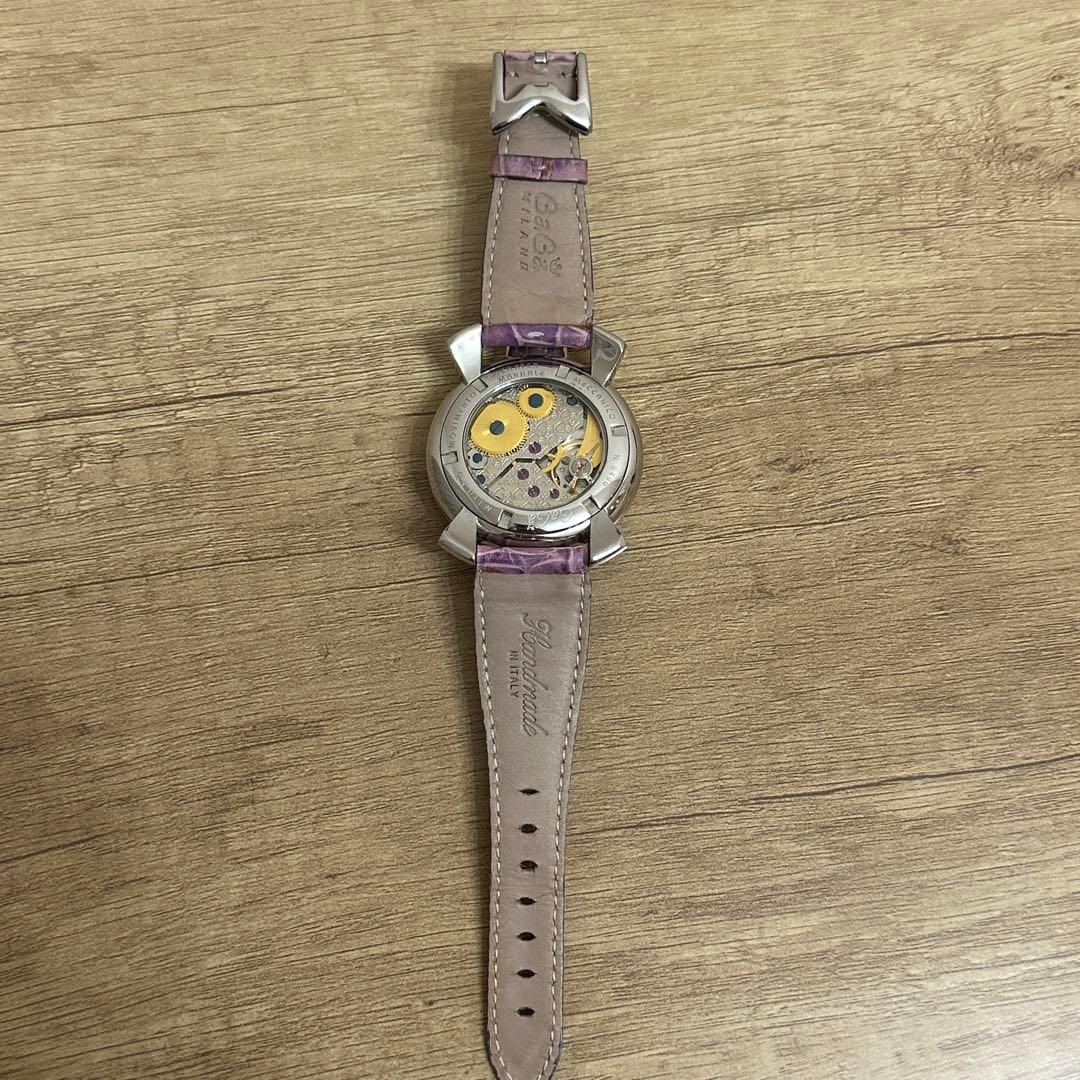 【美品・希少】ガガミラノ マヌアーレ50 裏スケ スモールセコンド パープル