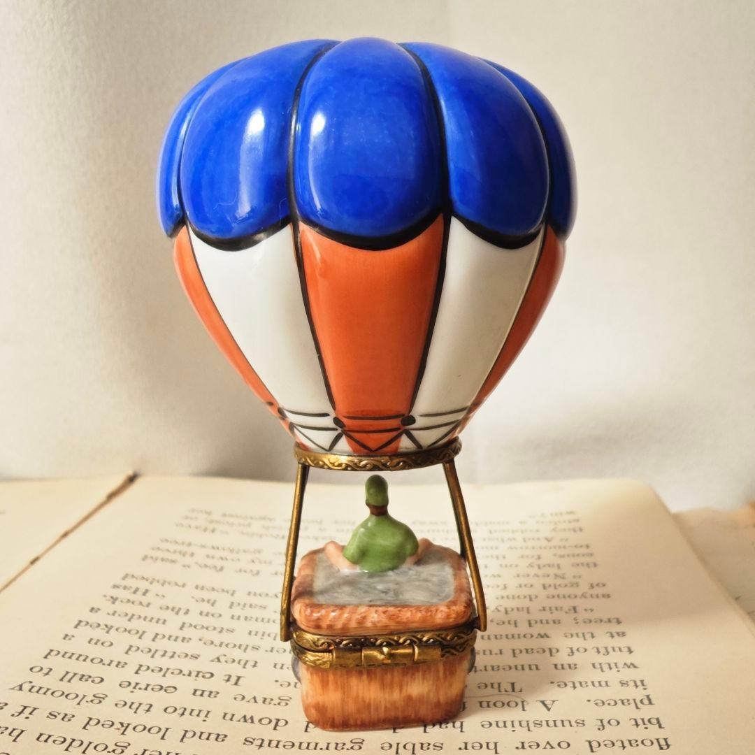 リモージュボックス　熱気球　フランス製小物入れ　陶器　ミニチュア