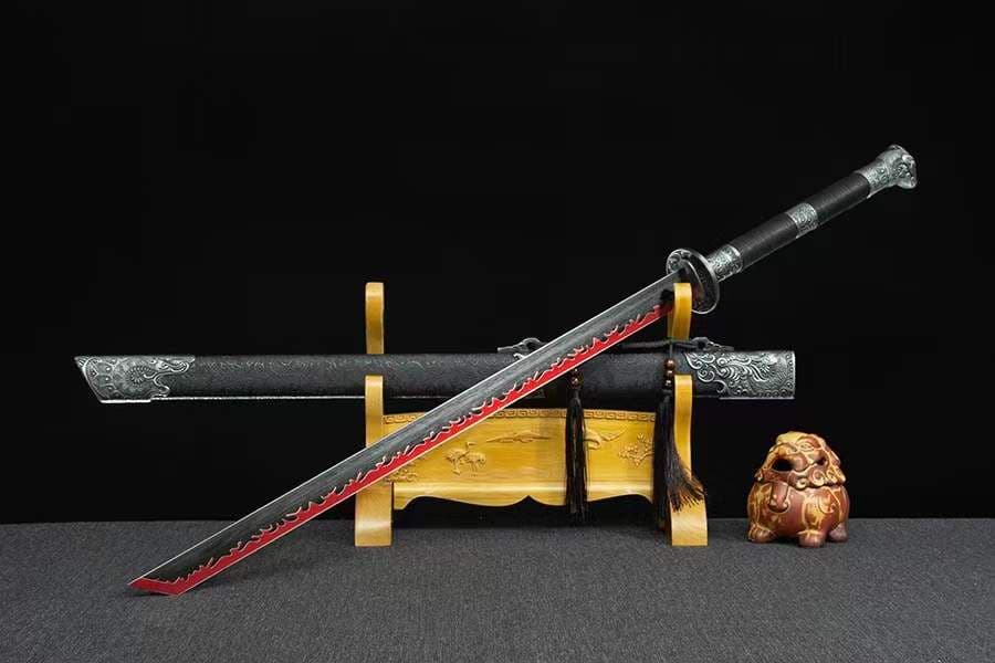 黒炎唐刀-高性能マンガン鋼 古兵器   武具　刀装具　日本刀　模造刀