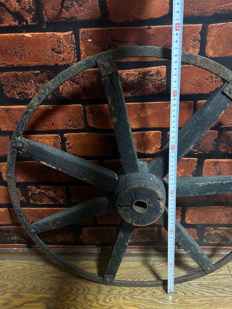 車輪 58cm 特大 木/鉄製 アンティーク ガーデニング 雑貨