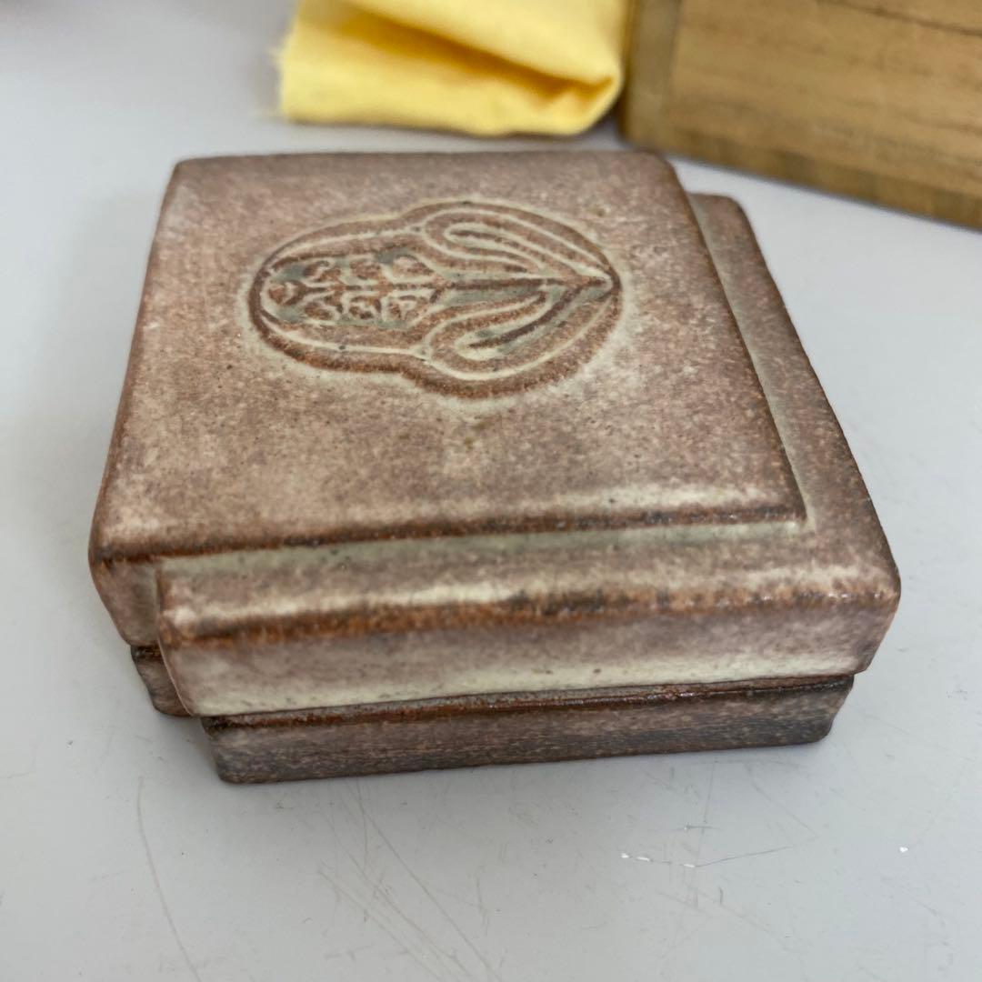 【共箱】萩　御紋香合　十四代　坂倉新兵衛造　布付き　山口県指定無形文化財