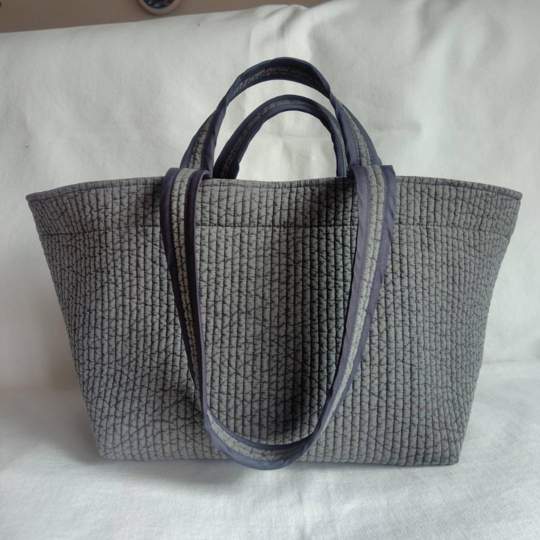 マグネット 底板ヌビ☆トートバッグ Wハンドル☆ ベージュ ヌビバッグ