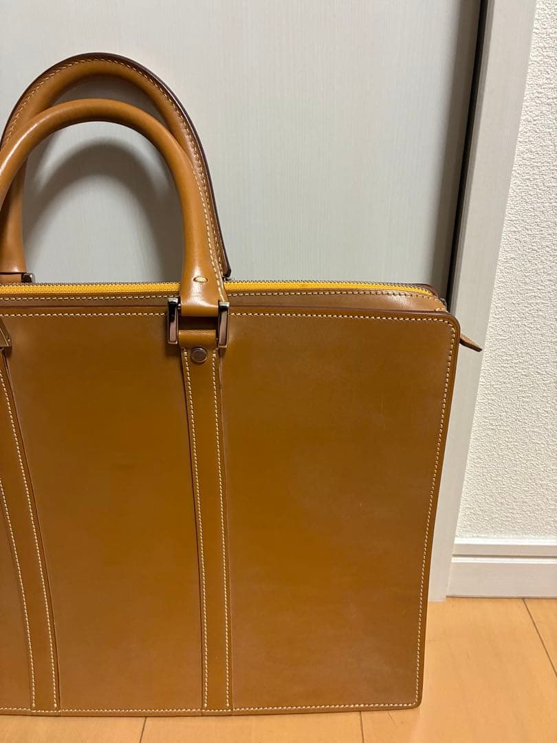 美品　万双　天ファスナー　キャメル　ビジネスバッグ