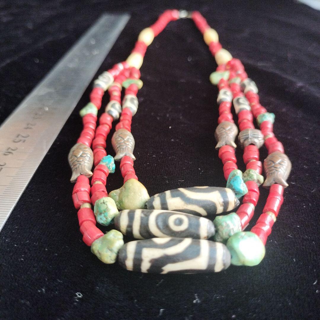 ヴィンテージ チベット風マルチストランドネックレス（25年以上前）