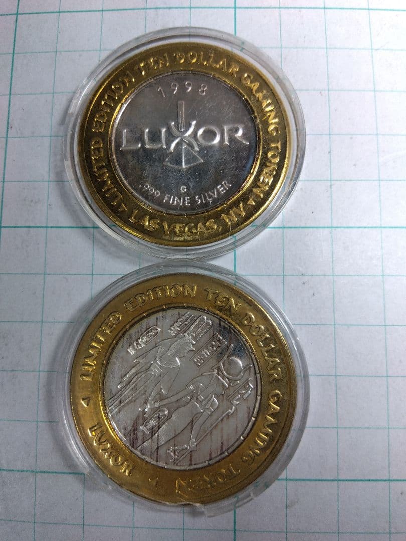 【刻印 Silver 999】合計2枚、1998年ラスベガスのカジノメダル、純銀