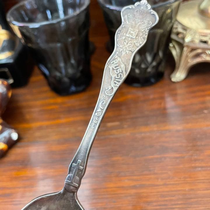 希少品！19世紀　ロシア帝国　銀食器スプーン　アンティークアールヌーヴォー/東欧