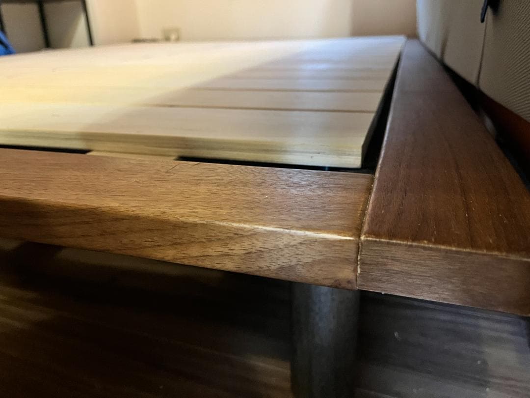 【送料込み】無印良品 ベッドフレーム ダブル ウォールナット 脚付 すのこ