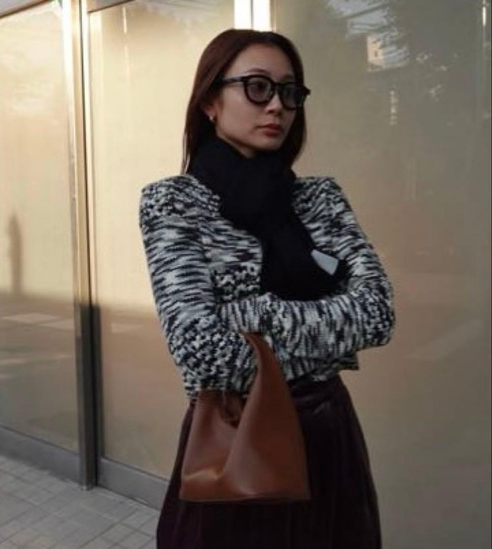 美品 quui marble knit cardigan ブラック キューイ