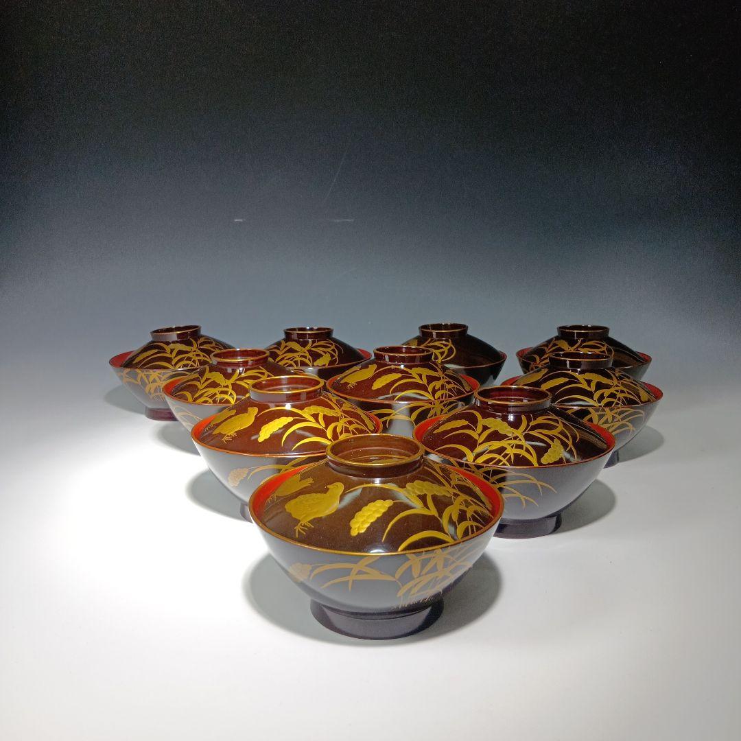 値下げ時代物　蒔絵吸物椀10客