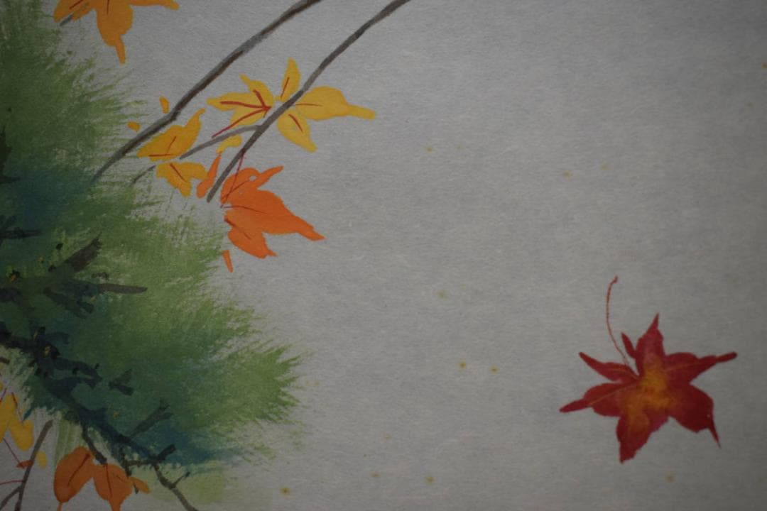 不詳/作者不詳/紅葉に小禽図/桐共箱二重箱付/布袋屋掛軸HG-354