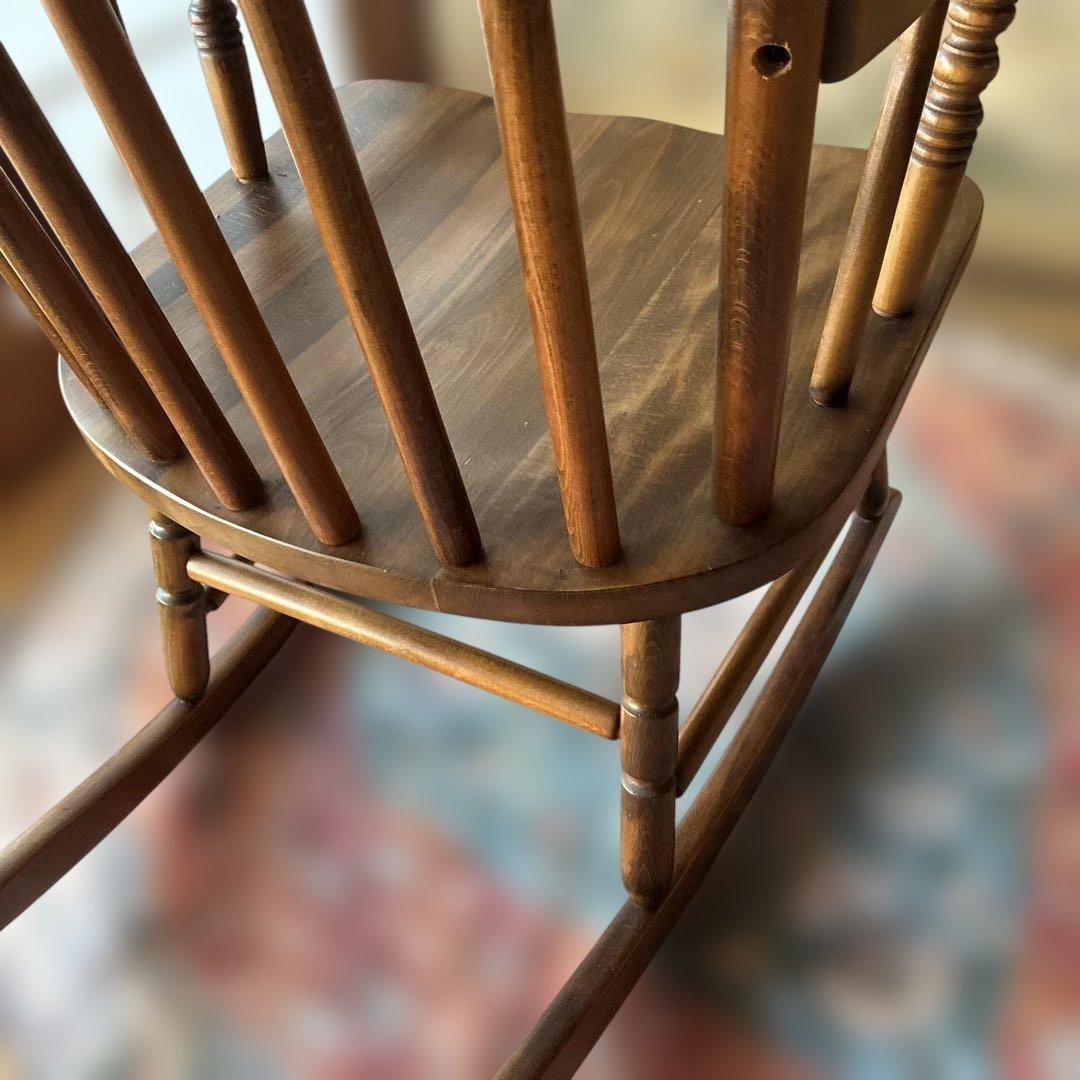 木製ロッキングチェア スラットバック アンティーク