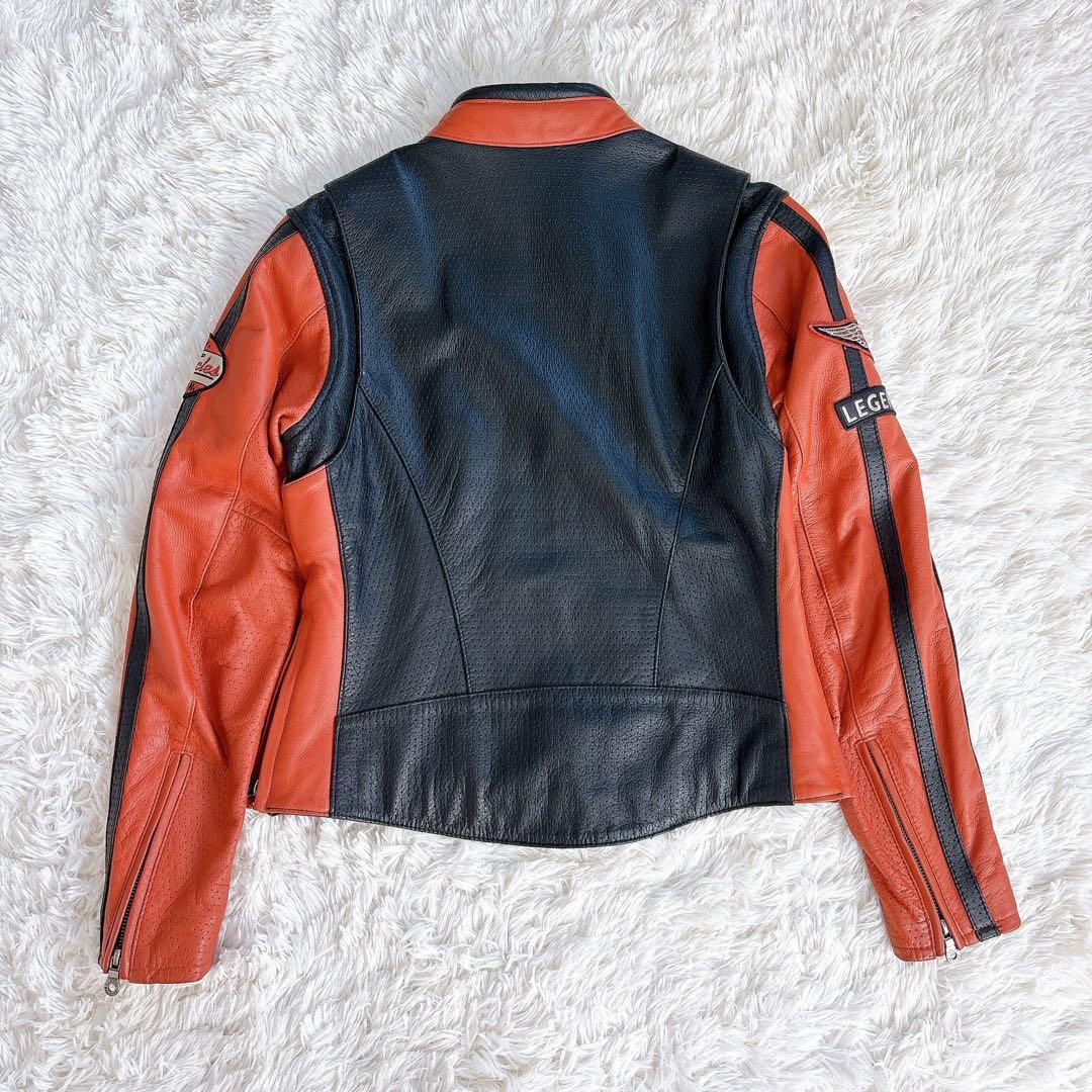 美品　ハーレーダビッドソン　レザージャケット　シングル　バイカラー　ワッペン