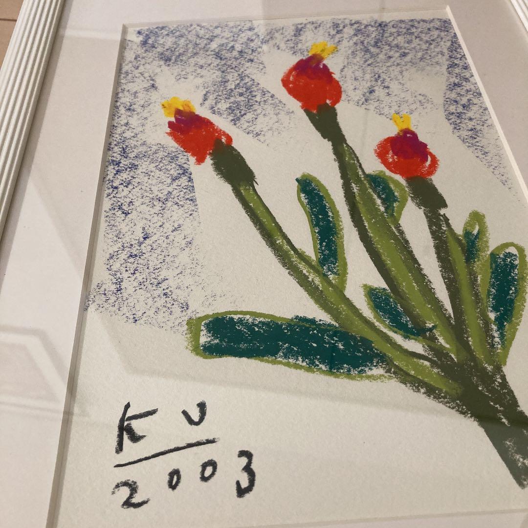 希少 黒田征太郎 絵画 パステル フラワー 花 イラスト 原画 BRUTUS