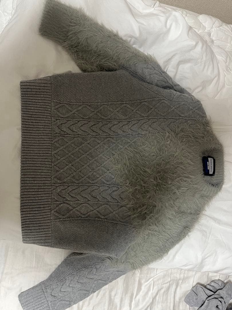 maison special ケーブルシャギーニット グレー