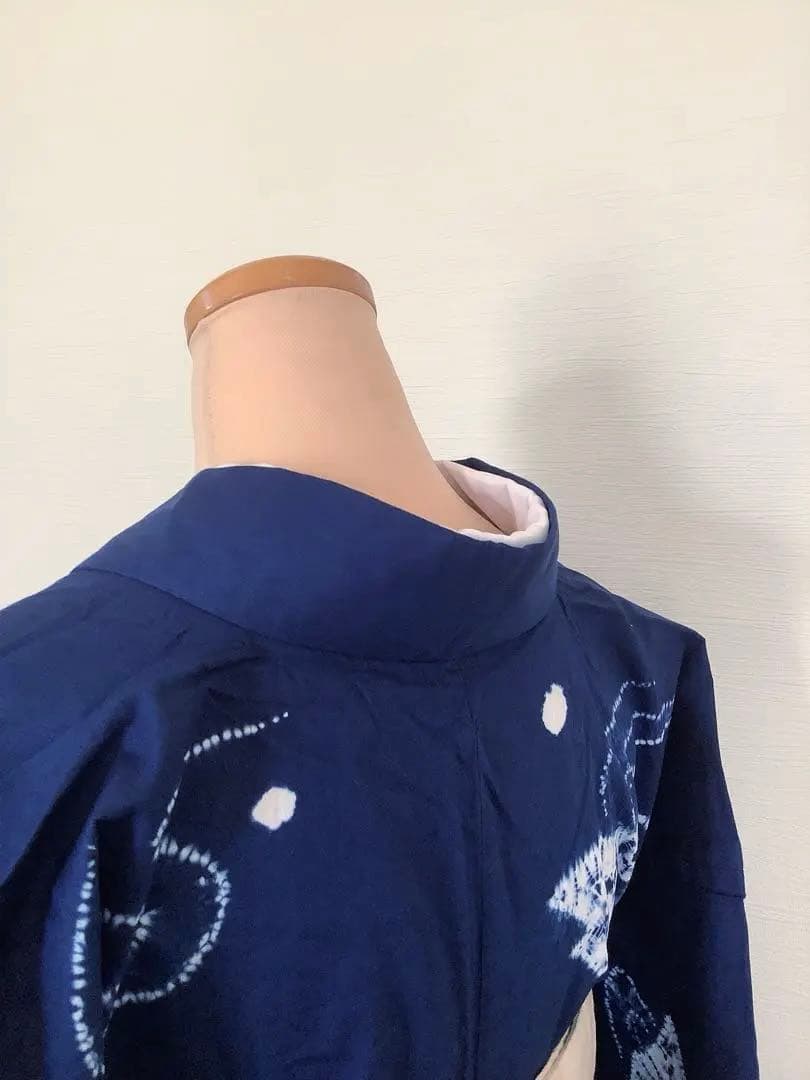 波に千鳥絞り浴衣　絵羽柄　付け下げ調